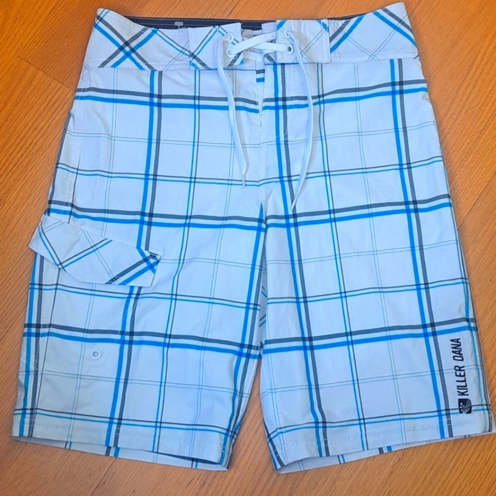Killer Dana Board Shorts Men's Blue White Striped Swim Trunks Size 30 - EUC